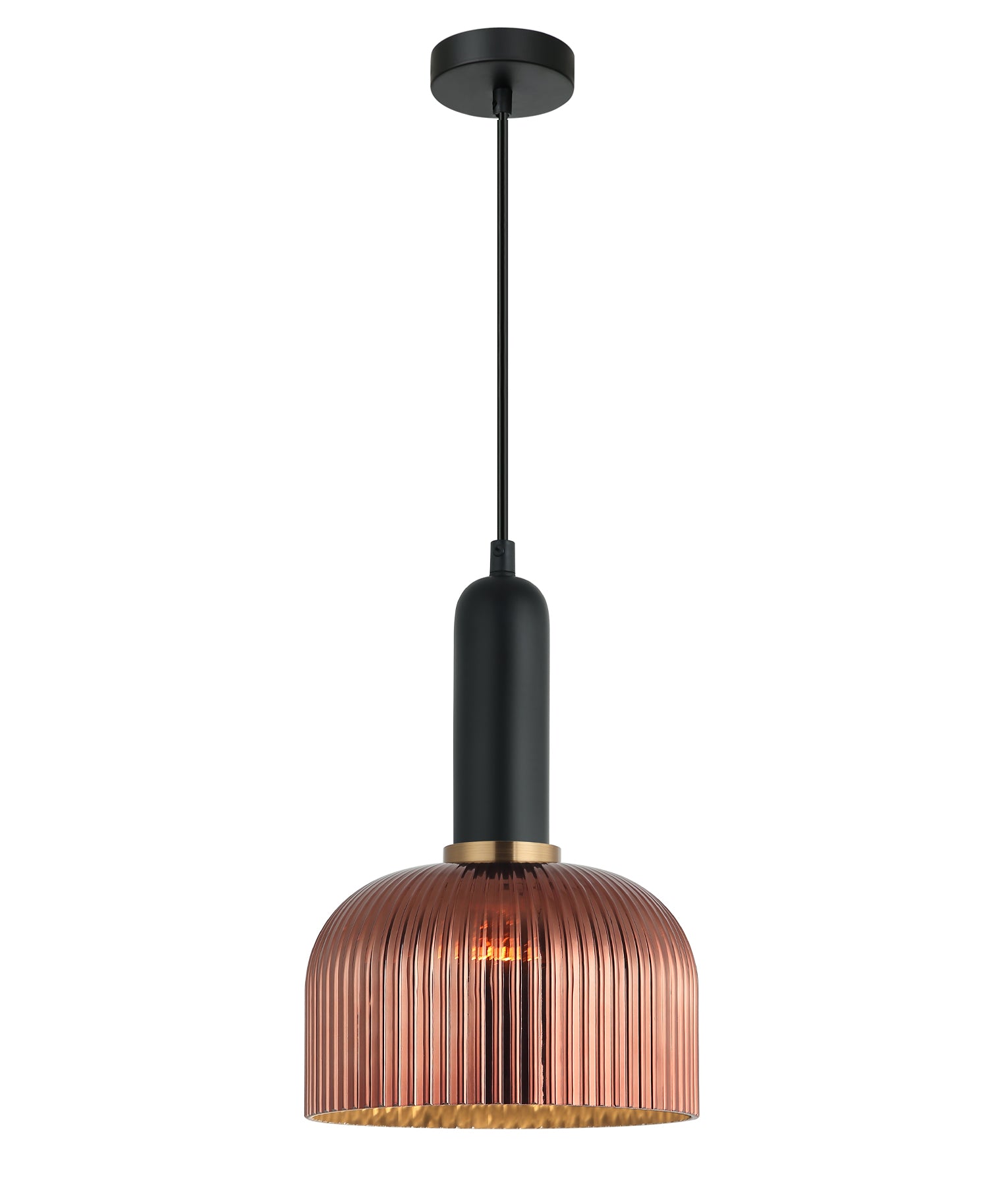 CLA VINTAJ: Dome Ribbed Glass Interior Pendant Smoke/ Green/ Amber/ Copper/ Chrome/ Clear 220-240V - VINTAJ13, VINTAJ14, VINTAJ15, VINTAJ16, VINTAJ17, VINTAJ18