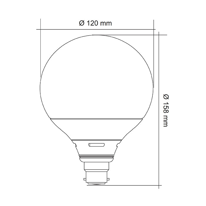 SAL Spherical Dimmable LG125 Lamps and Globes 3000K 6000K Opal 12W 240V IP20 - LG125/830B22, LG125/860B22, LG125/830E27, LG125/860E27