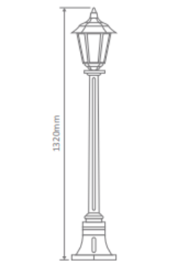 Domus TURIN 1LT 1.32M Post LED Flood Light Beige / Burgundy / Black / White / Green IP43 - 15434, 15435, 15436, 154377, 15439 - Domus Lighting