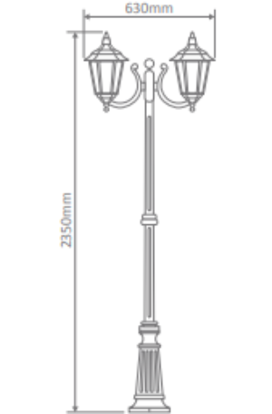 Domus CHESTER 2LT 2.4M Post LED Flood Light Beige / Black / Burgundy / Green / White IP43 - 15050, 15051, 15052, 15053, 15055 - Domus Lighting