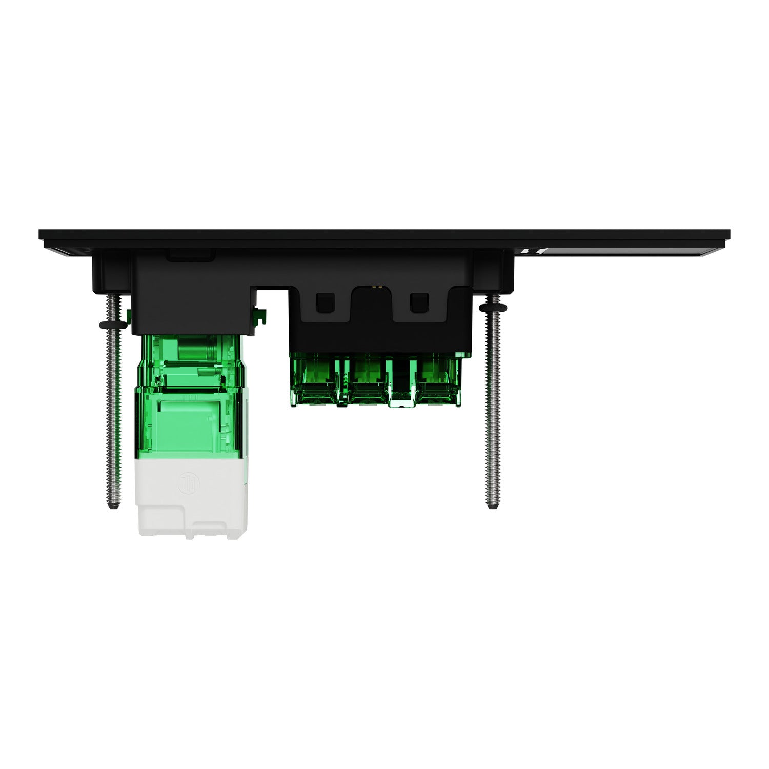 Clipsal Double Switch Power Point, Clipsal Solis T Series, Wiser Connected, Horizontal Mount Ebony Aluminium/ White Ceramic 230V-240V-  1010CSZ-EA, 1010CSZ-WC