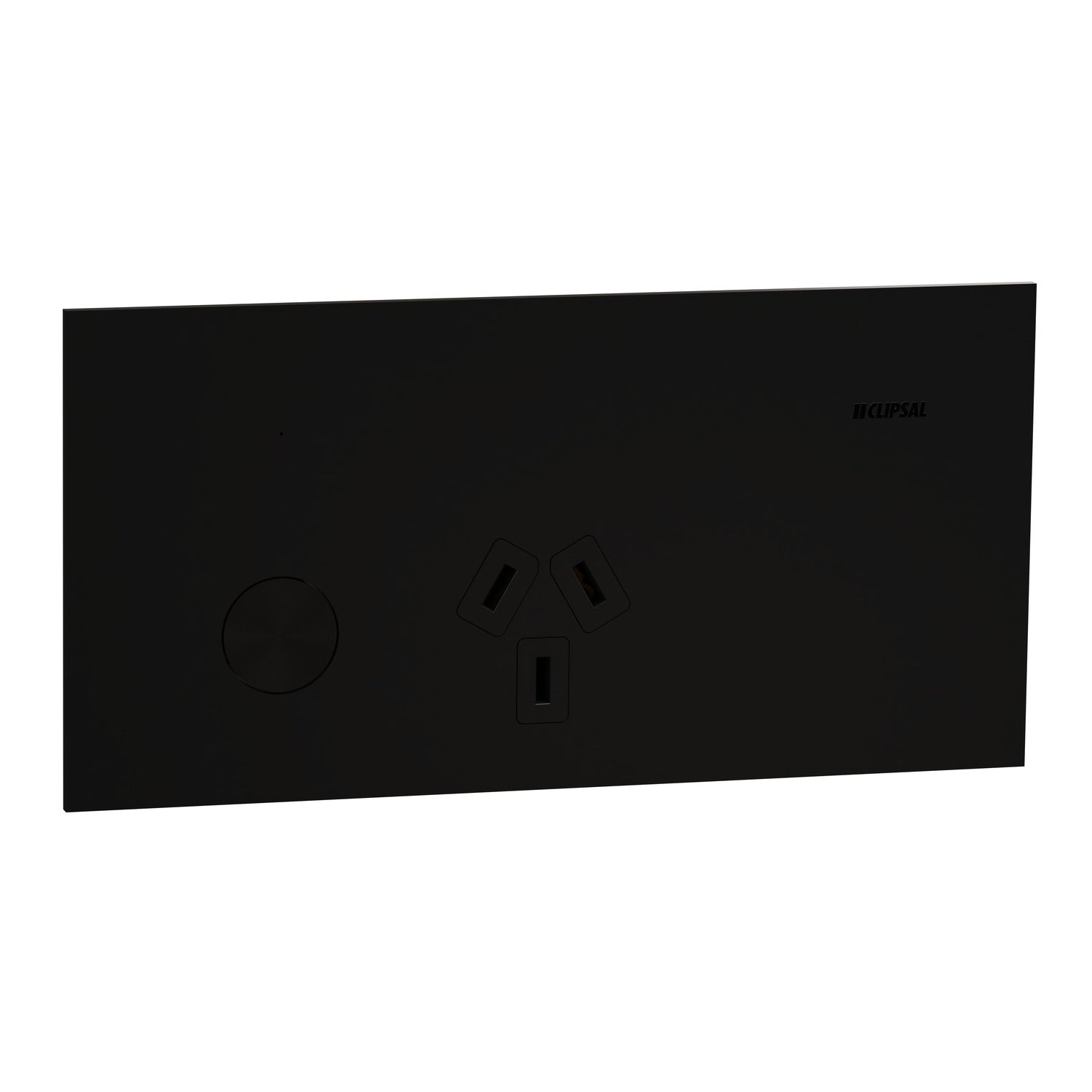 Clipsal Double Switch Power Point, Clipsal Solis T Series, Wiser Connected, Horizontal Mount Ebony Aluminium/ White Ceramic 230V-240V-  1010CSZ-EA, 1010CSZ-WC