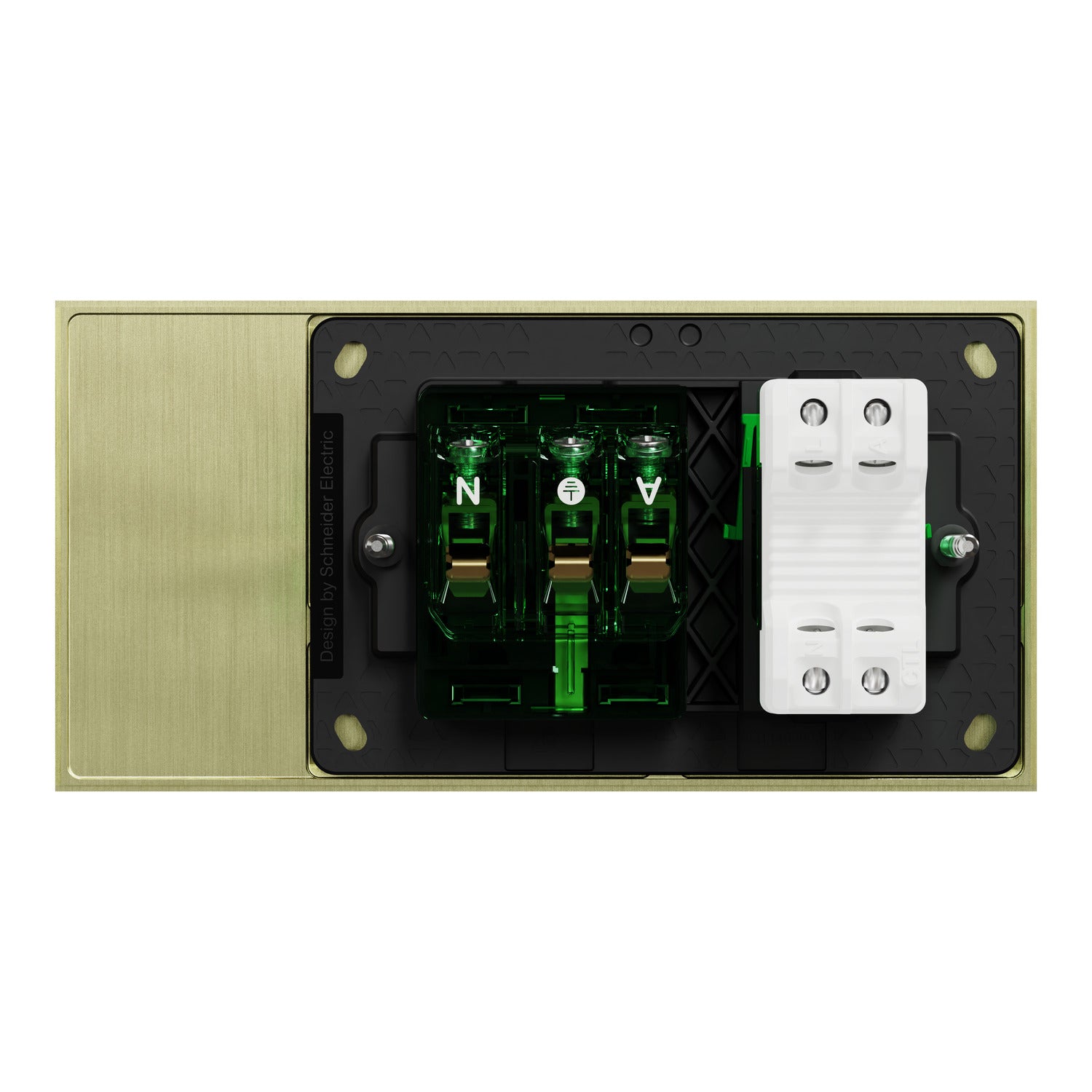 Clipsal Double Switch Power Point, Clipsal Solis T Series, Wiser Connected, Horizontal Mount Ebony Aluminium/ White Ceramic 230V-240V-  1010CSZ-EA, 1010CSZ-WC