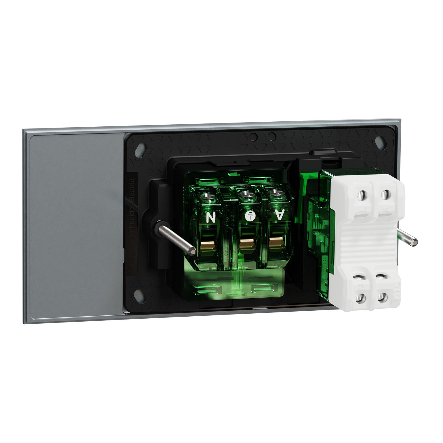 Clipsal Single Switch Power Point, Clipsal Solis T Series, Smart Switch, Horizontal Mount Platinum 230V-240V- 1010CSZ-PT