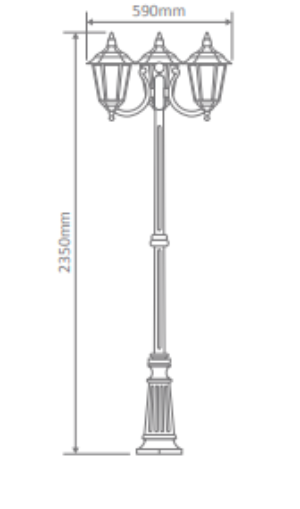 Domus CHESTER 3LT 2.4M Post LED Flood Light Beige/ Black/ Burgundy/ Green/ White IP43 - 15056, 15057, 15058, 15059, 15061