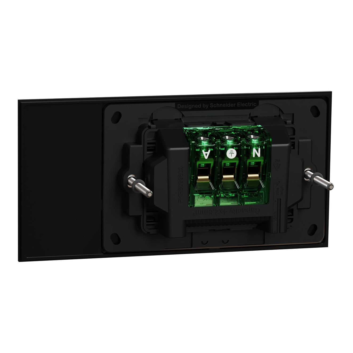 Clipsal Double Switch Power Point, Clipsal Solis T Series, Horizontal Mount Ebony Aluminium/ White Ceramic 230V-240V- 1025-EA, 1025-WC