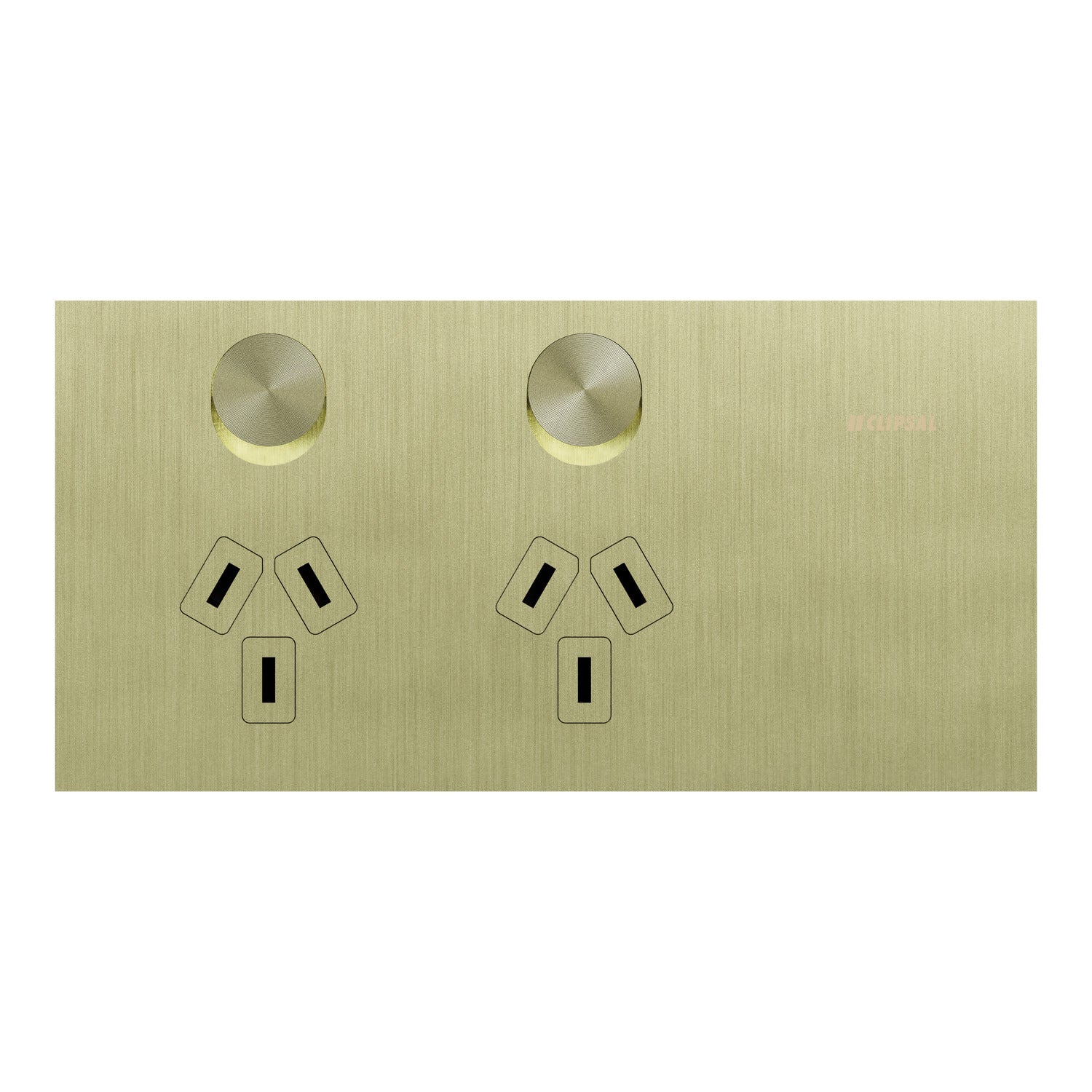 Clipsal Double Switch Power Point, Clipsal Solis T Series, Horizontal Mount Ebony Aluminium/ White Ceramic 230V-240V- 1025-EA, 1025-WC