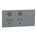 Clipsal Double Switch Power Point, Clipsal Solis T Series, Horizontal Mount Platinum 230V-240V- 1025-PT