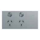 Clipsal Double Switch Power Point, Clipsal Solis T Series, Horizontal Mount Platinum 230V-240V- 1025-PT