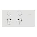Clipsal Double Switch Power Point, Clipsal Solis T Series, Horizontal Mount Ebony Aluminium/ White Ceramic 230V-240V- 1025-EA, 1025-WC