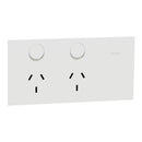 Clipsal Double Switch Power Point, Clipsal Solis, Horizontal Mount Matt Black/ Matt White 230V-240V- 1025-ZB, 1025-ZW