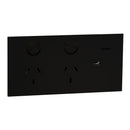 Clipsal Double Switch Power Point, Clipsal Solis T Series, with USB C Charger, Horizontal Mount Ebony Aluminium/ White Ceramic 230V-240V- 1025USBC-EA, 1025USBC-WC