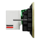 Clipsal Double Switch Power Point, Clipsal Solis T Series, with USB C Charger, Horizontal Mount Ebony Aluminium/ White Ceramic 230V-240V- 1025USBC-EA, 1025USBC-WC