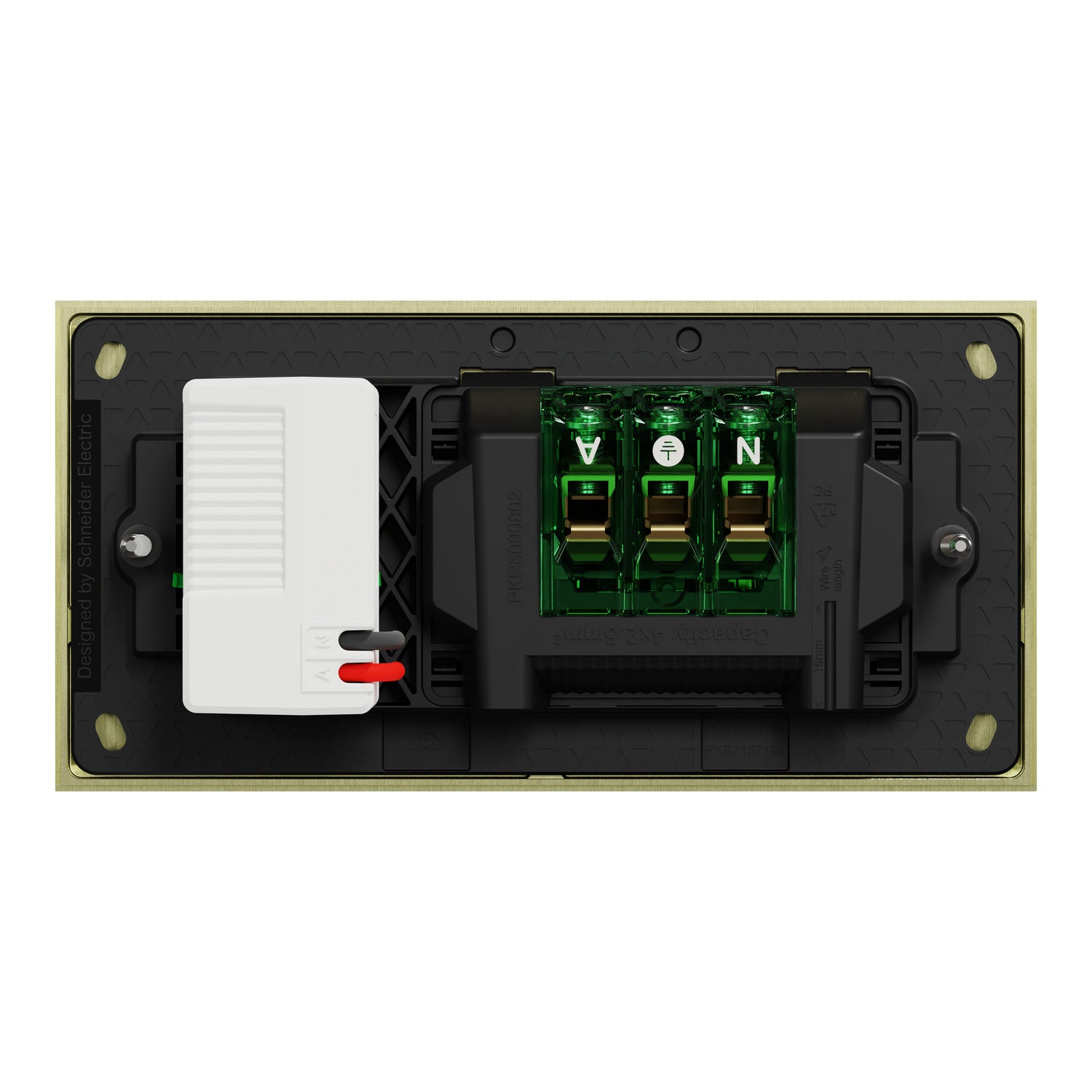 Clipsal Double Switch Power Point, Clipsal Solis T Series, with USB C Charger, Horizontal Mount Ebony Aluminium/ White Ceramic 230V-240V- 1025USBC-EA, 1025USBC-WC