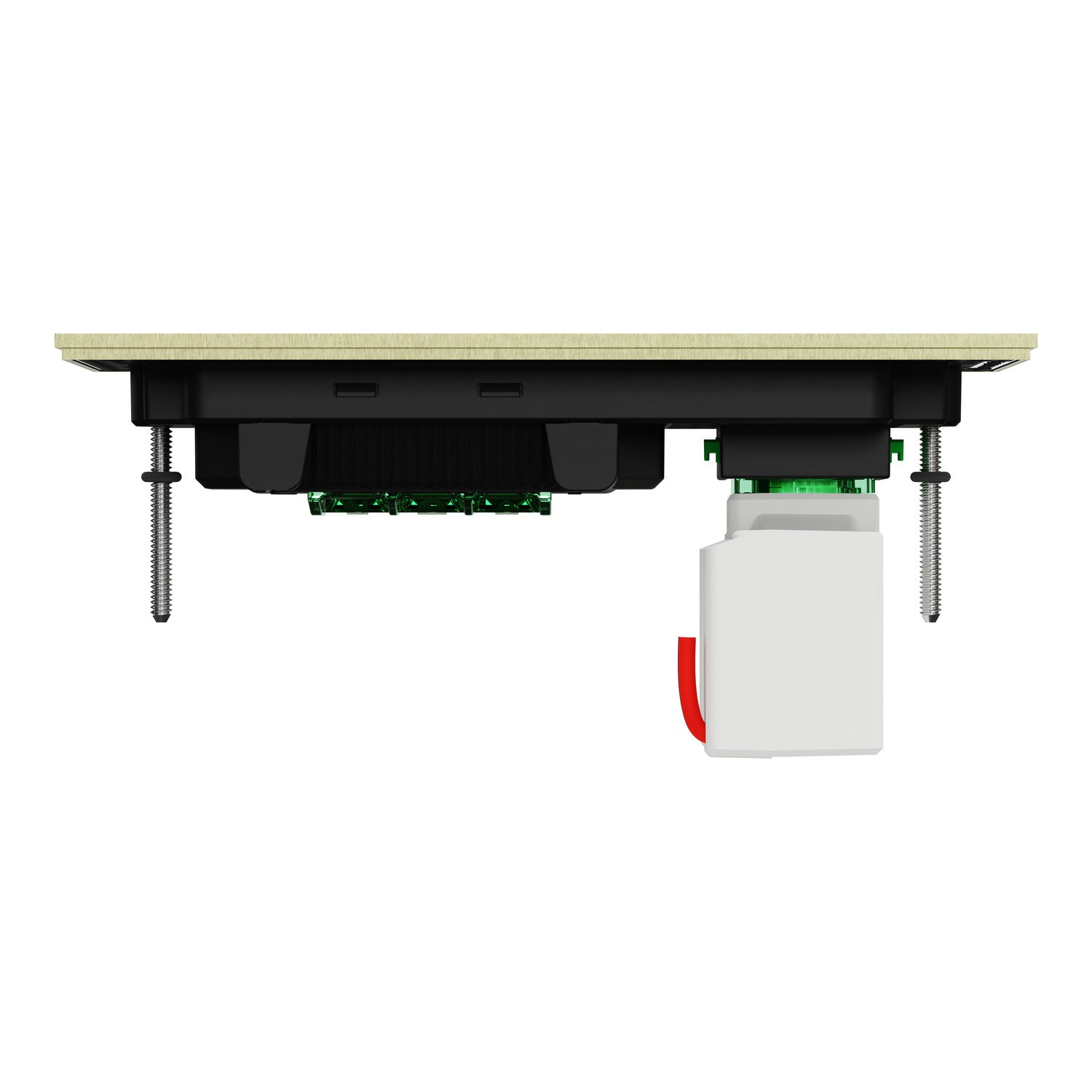 Clipsal Double Switch Power Point, Clipsal Solis T Series, with USB C Charger, Horizontal Mount Ebony Aluminium/ White Ceramic 230V-240V- 1025USBC-EA, 1025USBC-WC