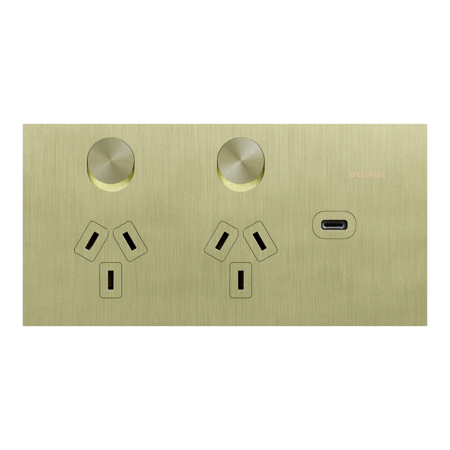 Clipsal Double Switch Power Point, Clipsal Solis T Series, with USB C Charger, Horizontal Mount Ebony Aluminium/ White Ceramic 230V-240V- 1025USBC-EA, 1025USBC-WC