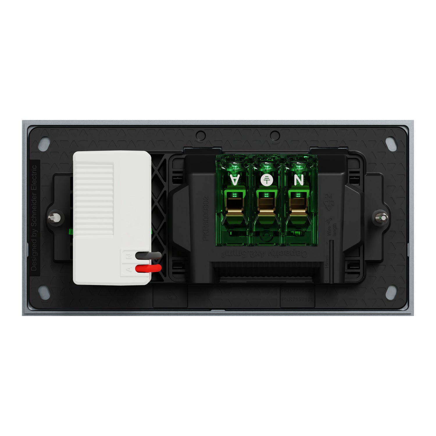 Clipsal Double Switch Power Point, Clipsal Solis T Series, with USB C Charger, Horizontal Mount Platinum 230V-240V- 1025USBC-PT