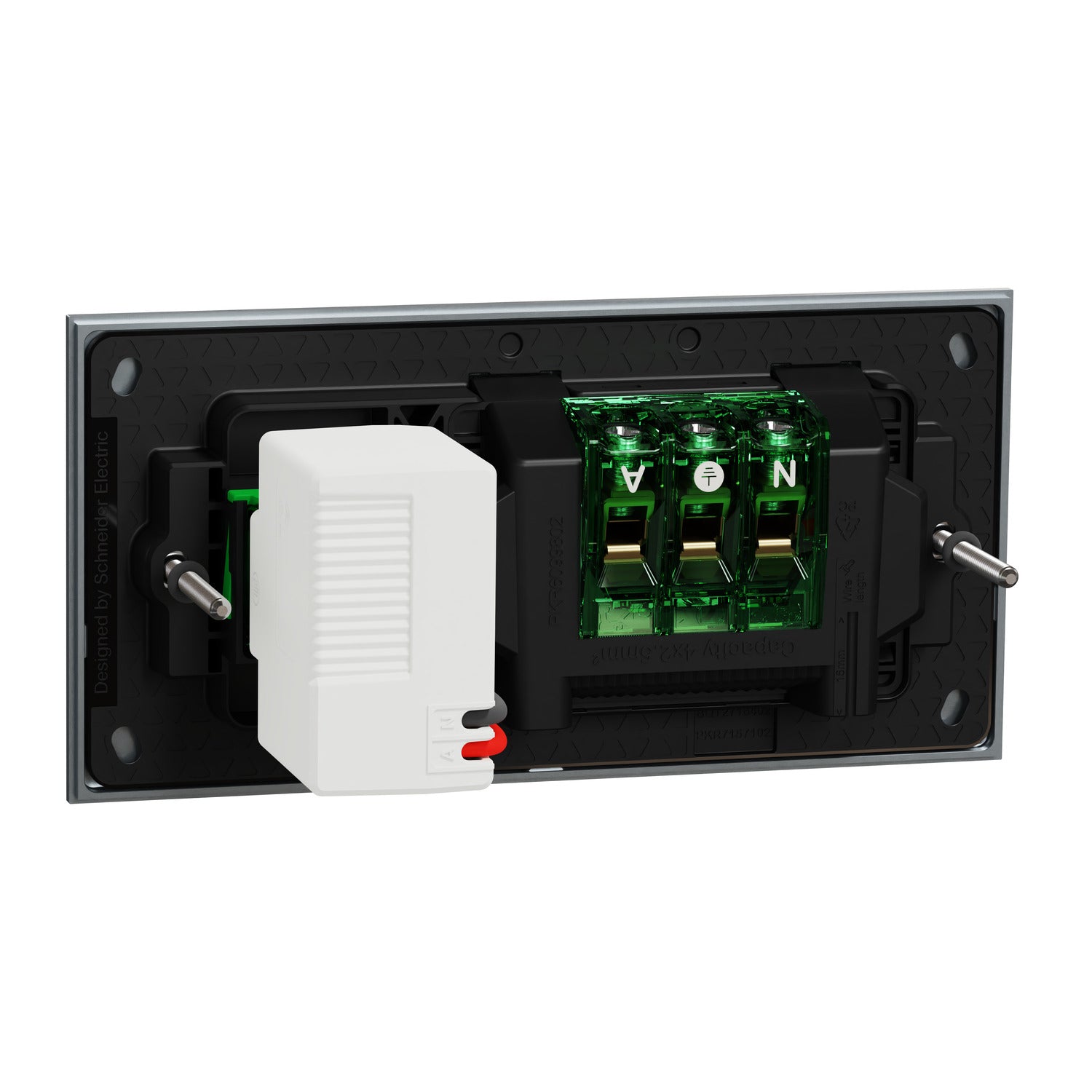 Clipsal Double Switch Power Point, Clipsal Solis T Series, with USB C Charger, Horizontal Mount Platinum 230V-240V- 1025USBC-PT