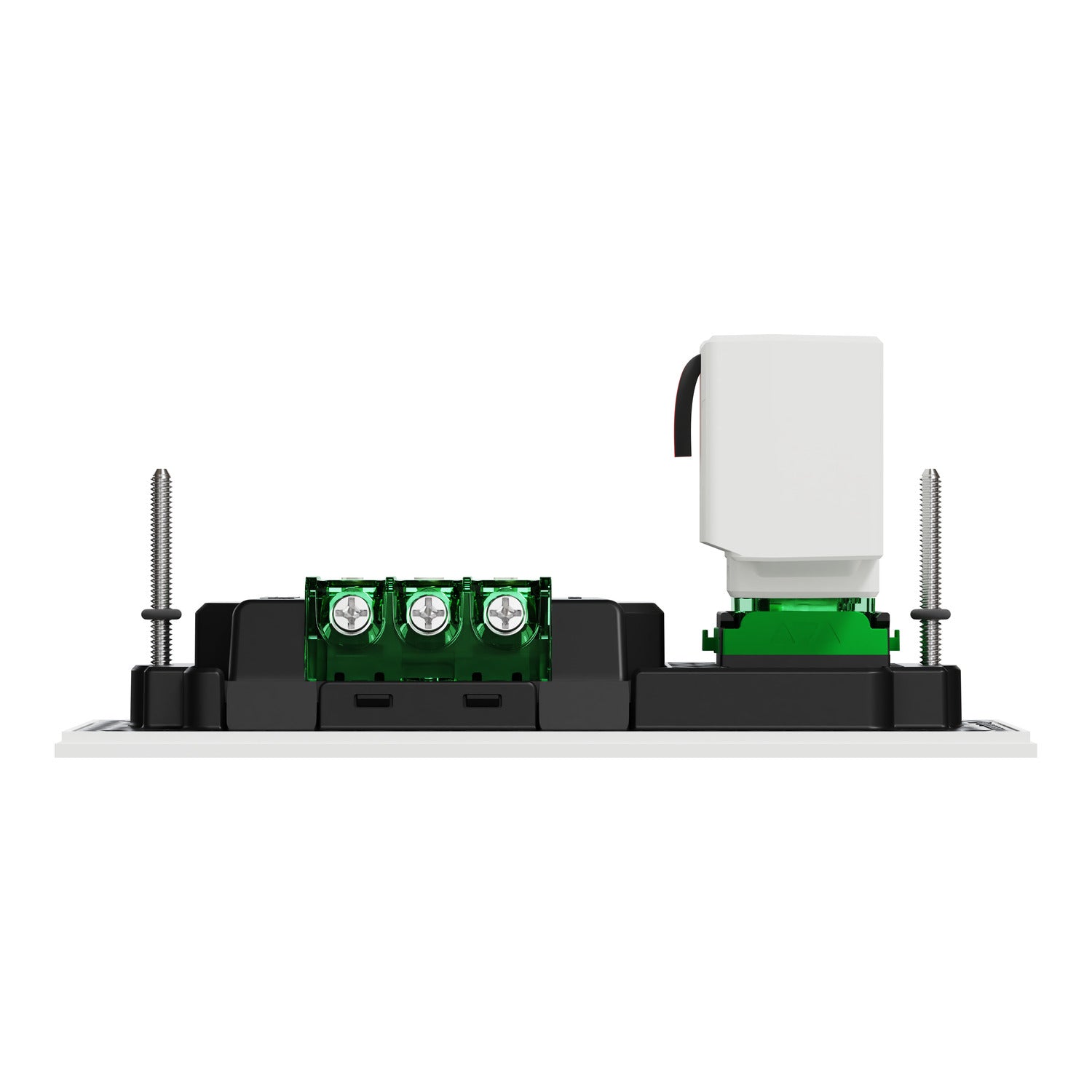 Clipsal Double Switch Power Point, Clipsal Solis T Series, with USB C Charger, Horizontal Mount Ebony Aluminium/ White Ceramic 230V-240V- 1025USBC-EA, 1025USBC-WC