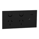 Clipsal Double Switch Power Point, Clipsal Solis, Double Switch Power Point, Horizontal Mount Matt Black/ Matt White 230V-240V- 1025USBC-ZB, 1025USBC-ZW