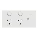 Clipsal Double Switch Power Point, Clipsal Solis, Double Switch Power Point, Horizontal Mount Matt Black/ Matt White 230V-240V- 1025USBC-ZB, 1025USBC-ZW