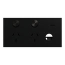 Clipsal Double Switch Power Point, Clipsal Solis T Series, Horizontal Mount, 10A Ebony Aluminium/ Ceramic White 230V-240V- 1025XUA-EA, 1025XUA-WC