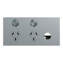 Clipsal Double Switch Power Point, Clipsal Solis T Series, Horizontal Mount Platinum 230V-240V- 1025XUA-PT