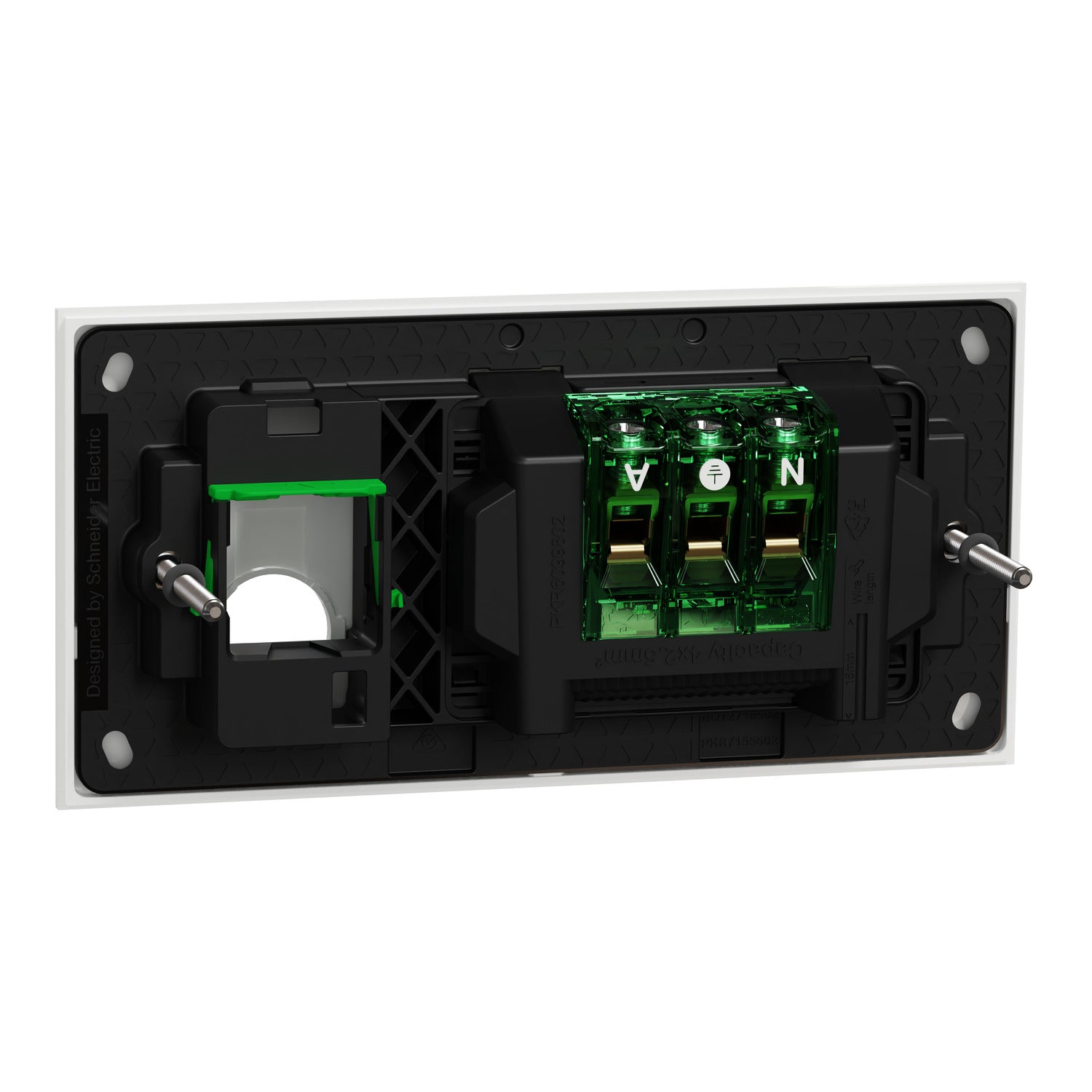 Clipsal Double Switch Power Point, Clipsal Solis T Series, Horizontal Mount, 10A Ebony Aluminium/ Ceramic White 230V-240V- 1025XUA-EA, 1025XUA-WC