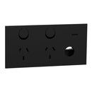 Clipsal Double Switch Power Point, Clipsal Solis, Horizontal Mount, Matt Black/ Matt White 230V-240V- 1025XUA-ZB, 1025XUA-ZW