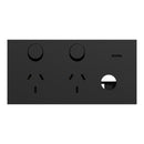 Clipsal Double Switch Power Point, Clipsal Solis, Horizontal Mount, Matt Black/ Matt White 230V-240V- 1025XUA-ZB, 1025XUA-ZW