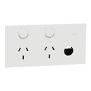 Clipsal Double Switch Power Point, Clipsal Solis, Horizontal Mount, Matt Black/ Matt White 230V-240V- 1025XUA-ZB, 1025XUA-ZW