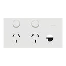 Clipsal Double Switch Power Point, Clipsal Solis, Horizontal Mount, Matt Black/ Matt White 230V-240V- 1025XUA-ZB, 1025XUA-ZW
