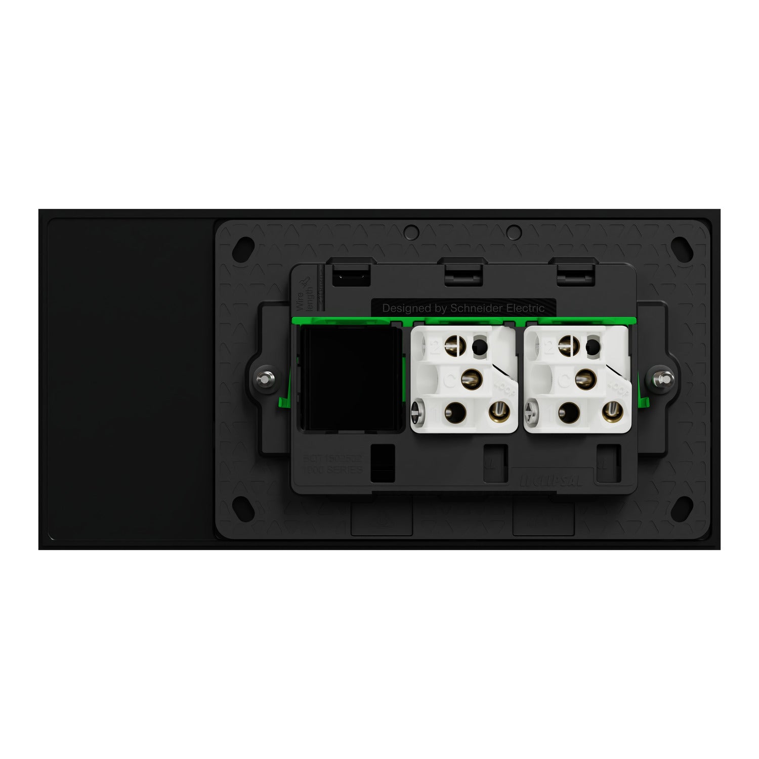 Clipsal Flush Switch, Clipsal Solis T Series, Horizontal Mount, 2 Gang Ebony Aluminium/ White Ceramic 230V-240V- 1042TA-EA, 1042TA-WC