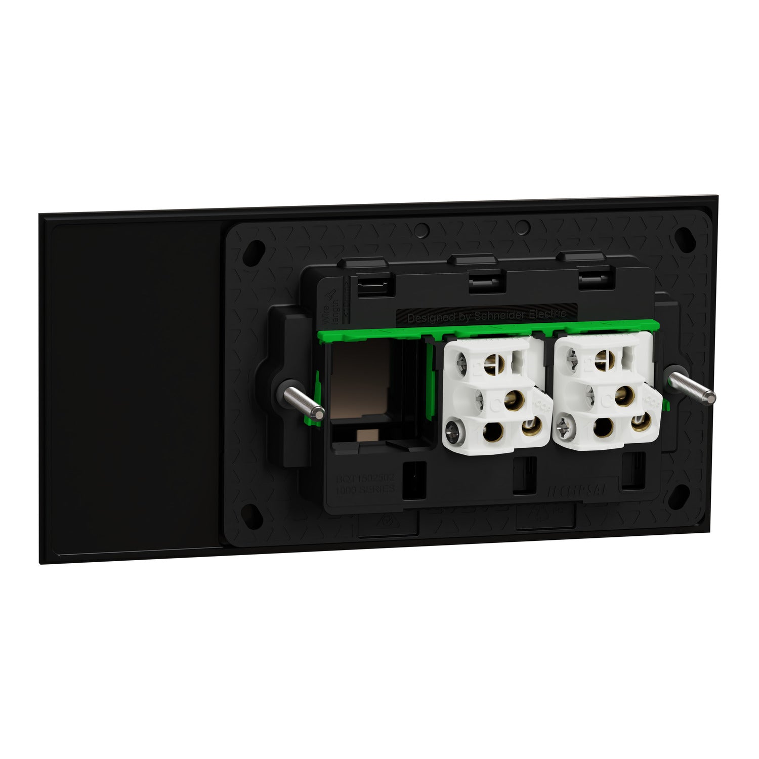 Clipsal Flush Switch, Clipsal Solis T Series, Horizontal Mount, 2 Gang Ebony Aluminium/ White Ceramic 230V-240V- 1042TA-EA, 1042TA-WC