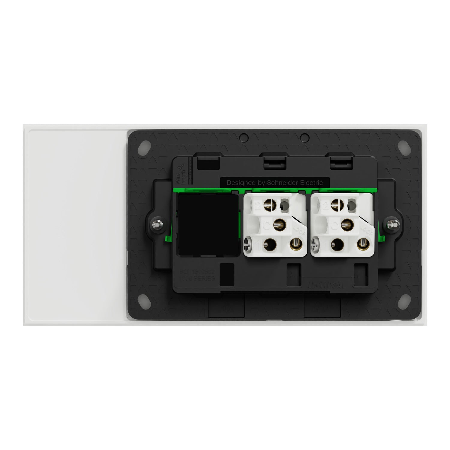 Clipsal Flush Switch, Clipsal Solis T Series, Horizontal Mount, 2 Gang Ebony Aluminium/ White Ceramic 230V-240V- 1042TA-EA, 1042TA-WC