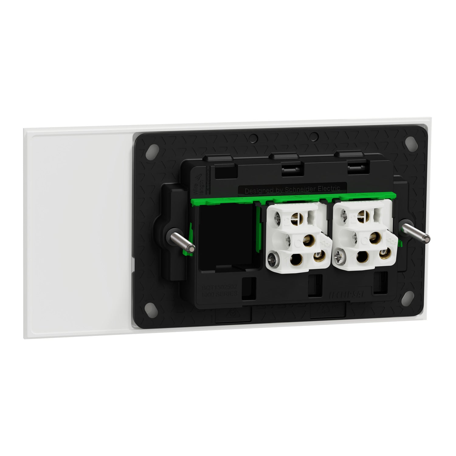 Clipsal Flush Switch, Clipsal Solis T Series, Horizontal Mount, 2 Gang Ebony Aluminium/ White Ceramic 230V-240V- 1042TA-EA, 1042TA-WC