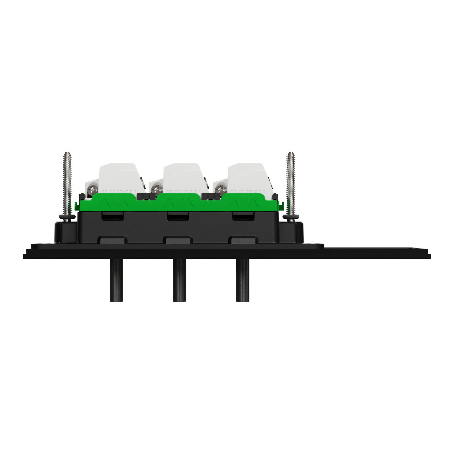 Clipsal Flush Switch, Clipsal Solis T Series, Horizontal Mount, 3 Gang Ebony Aluminium/ Ceramic White 230V-240V- 1043TA-EA, 1043TA-WC