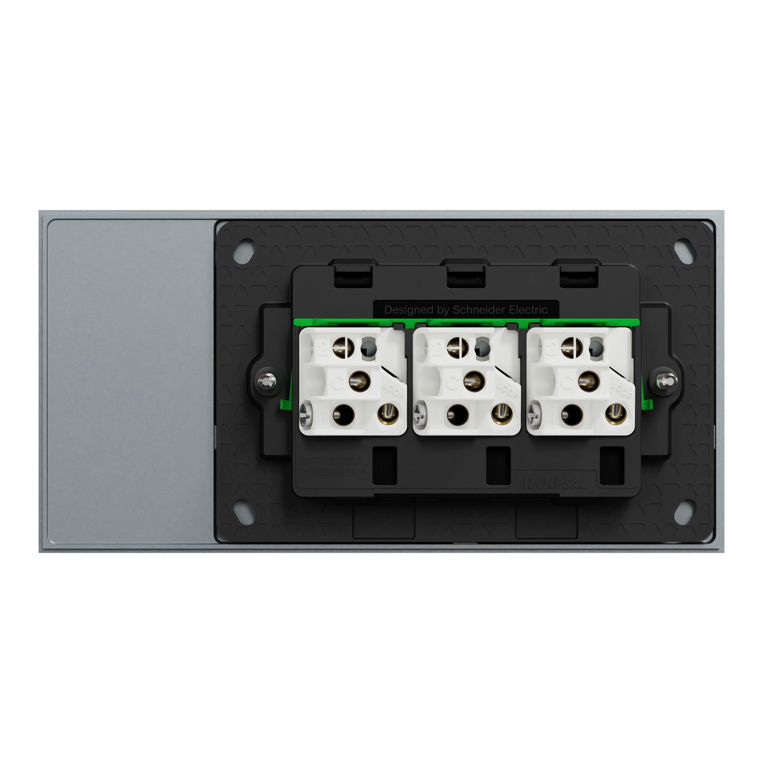 Clipsal Flush Switch, Clipsal Solis T Series, Horizontal Mount, 3 Gang Platinum 230V-240V- 1043TA-PT