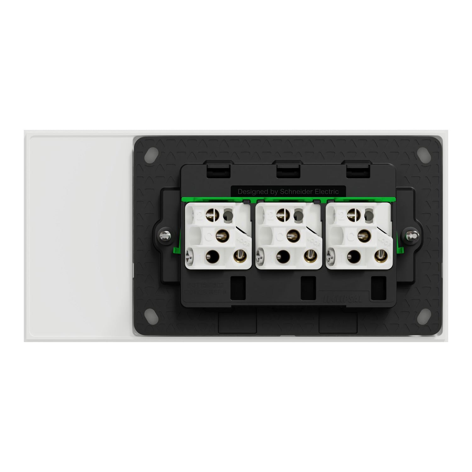 Clipsal Flush Switch, Clipsal Solis T Series, Horizontal Mount, 3 Gang Ebony Aluminium/ Ceramic White 230V-240V- 1043TA-EA, 1043TA-WC