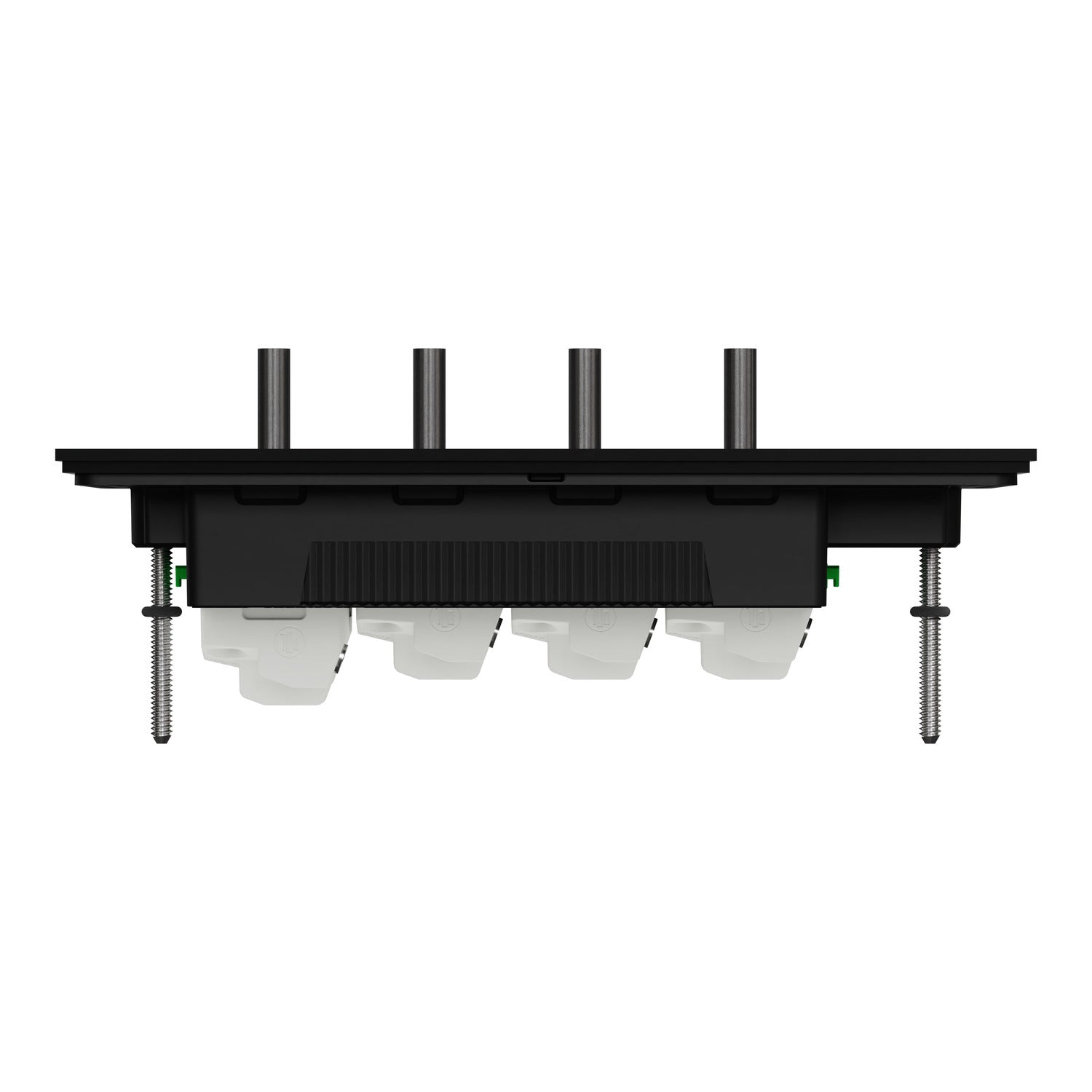 Clipsal Flush Switch, Clipsal Solis T Series, Horizontal Mount, 4 Gang, Ebony Aluminium/ White Ceramic 230V-240V- 1044TA-EA, 1044TA-WC