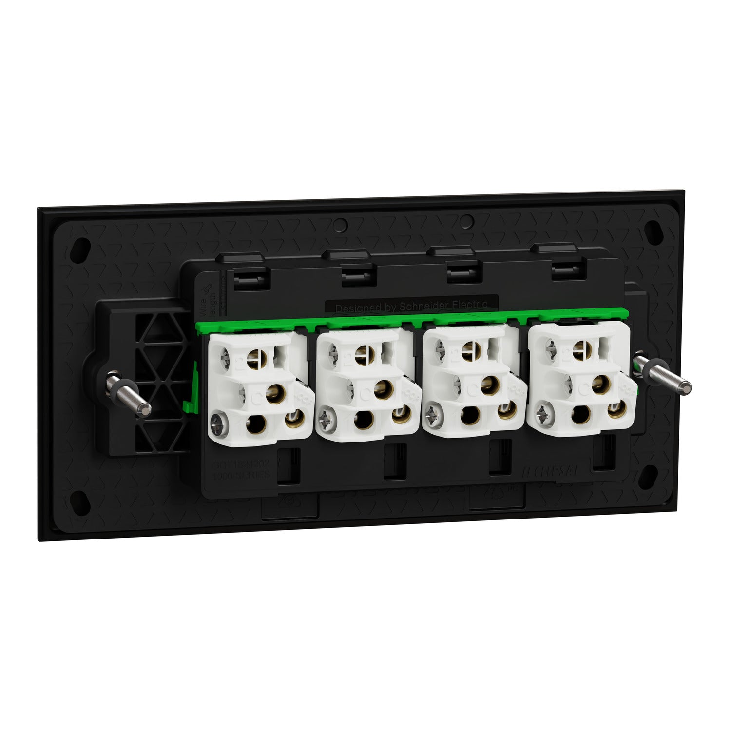 Clipsal Flush Switch, Clipsal Solis T Series, Horizontal Mount, 4 Gang, Ebony Aluminium/ White Ceramic 230V-240V- 1044TA-EA, 1044TA-WC