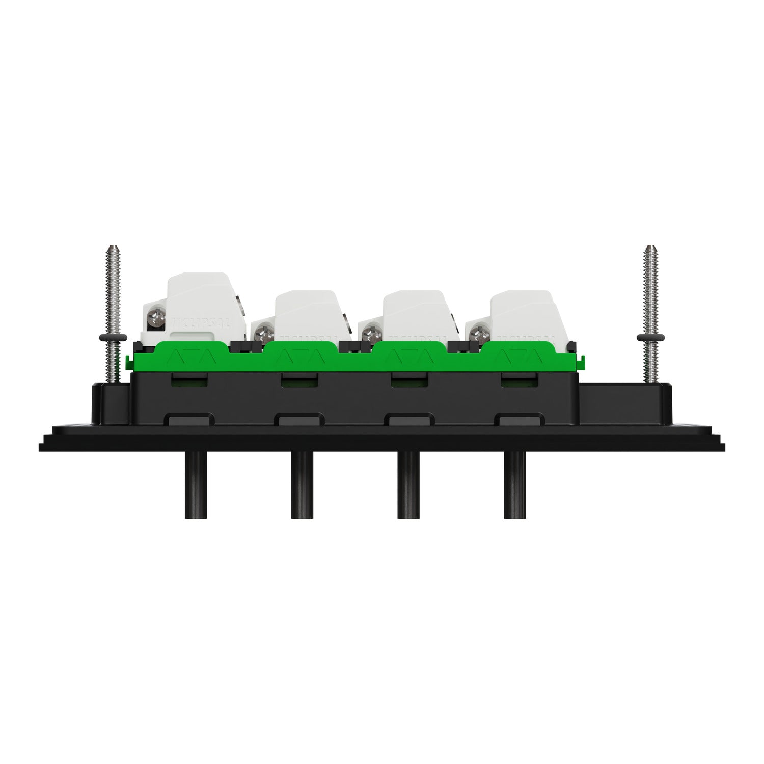 Clipsal Flush Switch, Clipsal Solis T Series, Horizontal Mount, 4 Gang, Ebony Aluminium/ White Ceramic 230V-240V- 1044TA-EA, 1044TA-WC