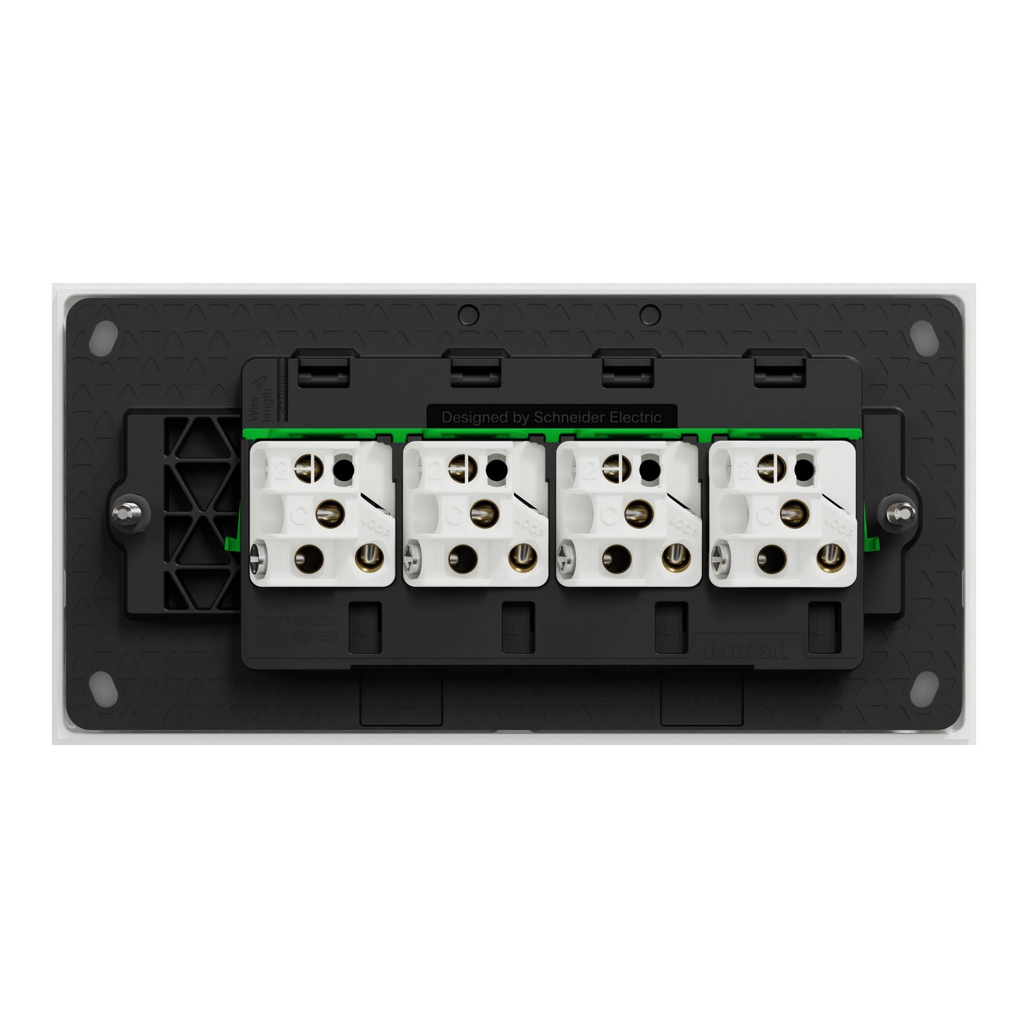 Clipsal Flush Switch, Clipsal Solis T Series, Horizontal Mount, 4 Gang, Ebony Aluminium/ White Ceramic 230V-240V- 1044TA-EA, 1044TA-WC