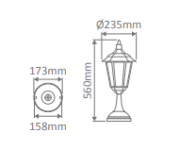 Domus CHESTER PILLAR MOUNT B22 LED Weatherproof Beige/ Black/ Burgundy/ Green/ White IP43 - 14984, 14985, 14986, 14987, 14989