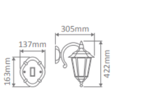 Domus GT-1074 Chester Downward Exterior Wall Light Beige / Black / Burgundy / Green / White IP43 - 15044, 15045, 15046, 15047, 15049 - CLA Lighting