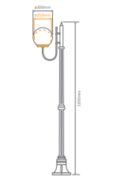 Domus LISBON 1LT 1.94M 300mm Opal Post LED Flood Light Beige/ Black/ Burgundy/ Green/ White IP43 - 15704, 15705, 15706, 15707, 15709