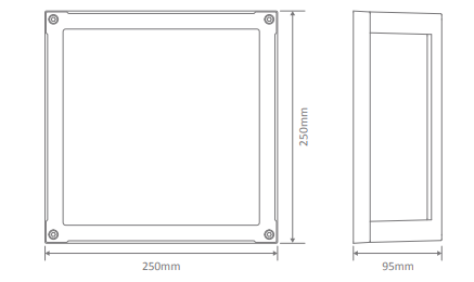 Domus York Square Exterior Wall Lights 3000K 5000K Black 12W 240V IP65 - 19654, 19655 - Domus Lighting