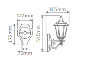 Domus GT-131 Chester Upward Exterior Wall Light Beige / Black / Burgundy / Green / White IP43 - 14972, 14973, 14974, 14975, 14977 - Domus Lighting