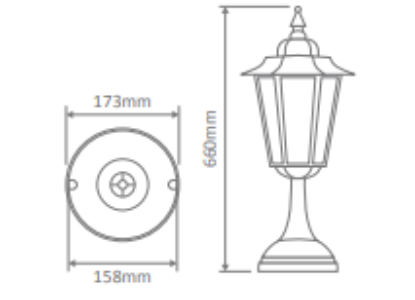 Domus TURIN LARGE PILLAR MOUNT B22 LED Weatherproof Beige/ Black/ Burgundy/ Green/ White IP43- 15494, 15495, 15496, 15497, 15499