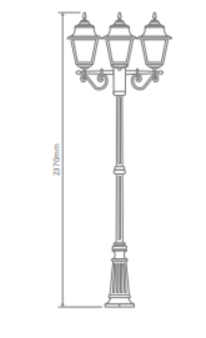 Domus PARIS 3LT 2.45M POSTLIGHT LED Flood Lights Beige/ Burgundy/ Black/ Green/ White IP43- PARIS